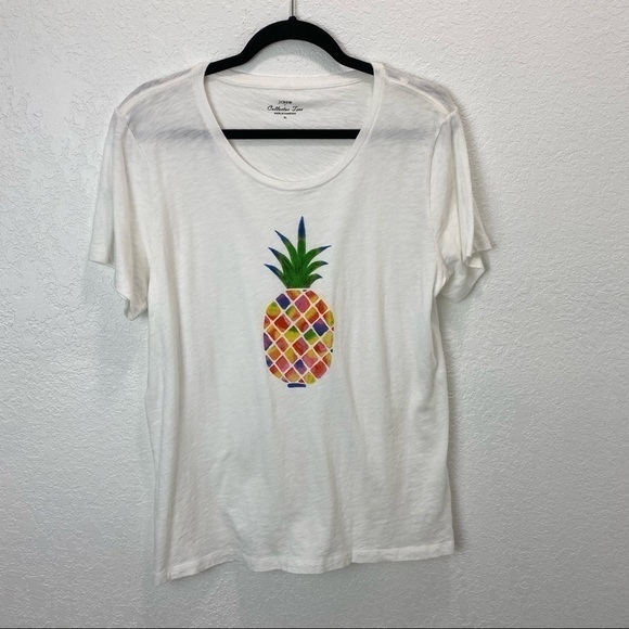 J. Crew White Pineapple Collector Tee Shirt - Picture 2 of 10